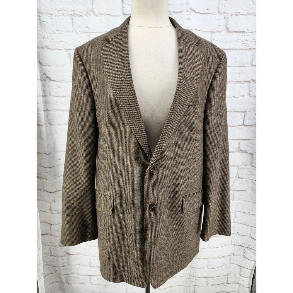 Tweed Jacket 44R Brown 100% Wool Marled Blazer Sport‎ Coat Old Money Academia